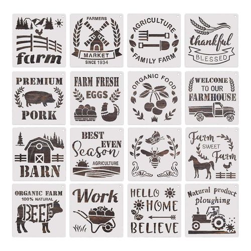 16 Pcs Modèles De Ferme Art Dessin Pochoir Pour Kid Art Peinture Carterie