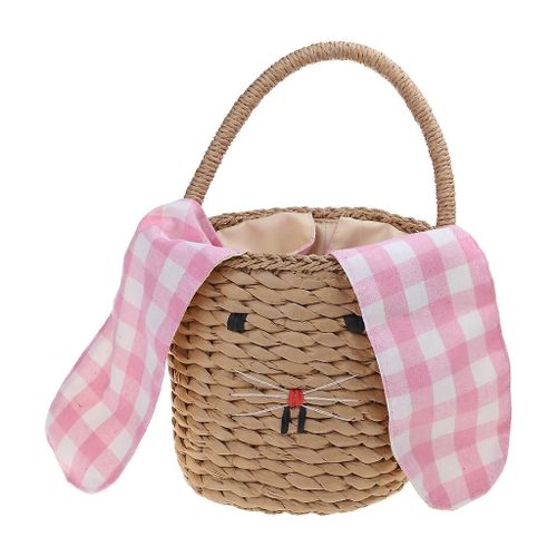 Enfants Filles Beach Bag Mignon Lapin Oreille Paille Tote Enfants Clés Coin Sac à main Panier Mini Sac à main