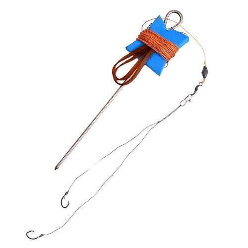 Tortue Hameçon Ligne Tressée Cheveux Rigs Double Crochet Ligne Avec Broche De Support Au Sol