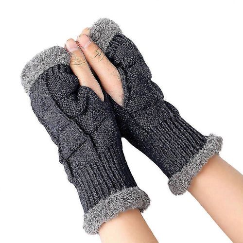 Suning 1 Paire De Mitaines Bras Poignet Chaud D¿Hiver Flou Tricoté Chauffe-Main Mitaines