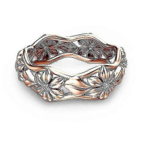 Bague Fleurie Plaquée Or Rose Avec Diamants - Bague En Diamant Floral En Or Rose Mode