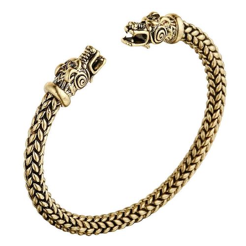 Bracelet Réglable Dragon À Double Tête Pour Homme Nordic Viking Twist Bracelet