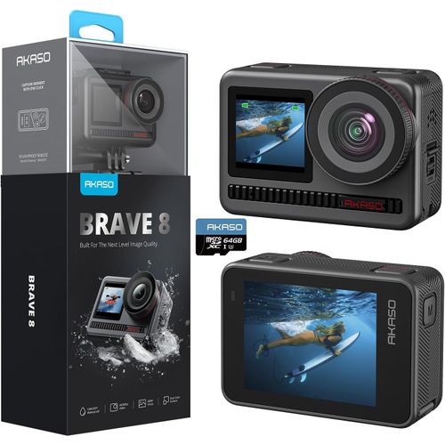 ChenQuanSarl- Brave 8 Caméra Sport 4K 60Fps Etanche 60M Caméra D'Action 48Mp Wifi Sous Marine Action Cam Avec Stabilisation Supersmooth Écran Tactile Grand Angle Zoom 8X 16X Slo-Mo 2 Batteries 1550Ma