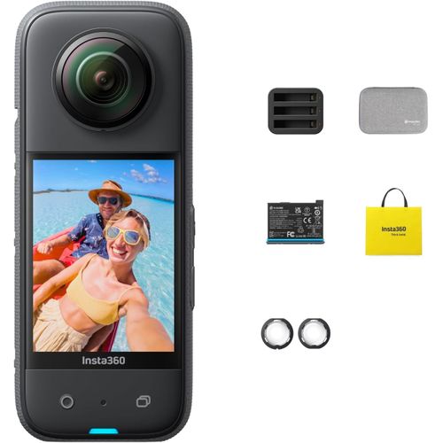 ChenQuanSarl- X3 Pack Voyage - Caméra D'Action 360 Degrés Étanche Avec Capteurs 1/2"" 48Mp, Vidéo Active H 5,7K 360, Photo 360 72Mp, Mode Mono-Objectif 4K, Mode Me 60Ips, Stabilisation