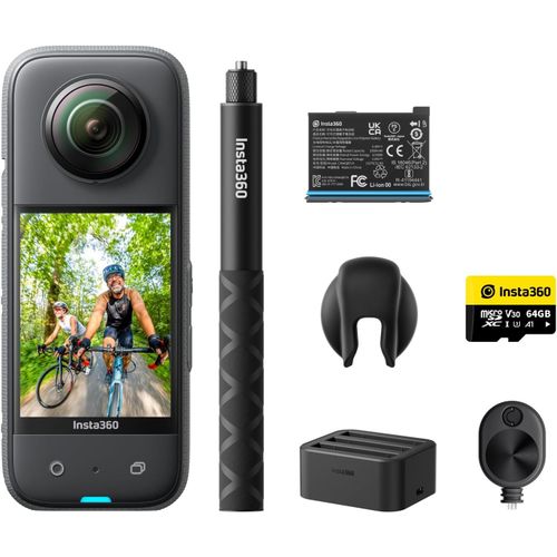 ChenQuanSarl- X3 Kit Ultimate Caméra D`Action 360 Étanche Avec Capteur 13 Mm (1/2""), Photo 72 Mpx, Vidéo 5,7K, Stabilisation, Écran Tactile 2,29"", Anti-Vibration, Aide Ia, Streaming En Direct, Webcam