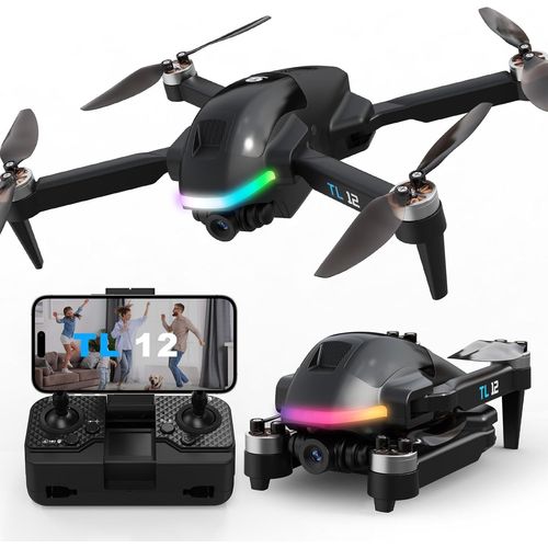 Chenquansarl-Tl12 Rgb Light Drone Moteurs Sans Balais Drones Avec Caméra 1080p Fpv Transmission Maintien De L'altitude Flips 3d Pliable Rc Quadricoptère Pour Débutants-Tolatoyus