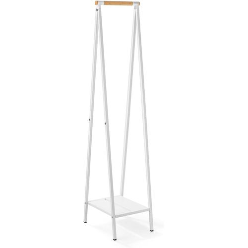 Ytseazn-Portant Pour Vêtements Linn,Compact Rails Autoportants Rangement De Vêtements Suspendre,Aérer Ou Sécher Cadre Robuste En Acier Et Tige En Bambou 47,6cmx34cmx170cm White
