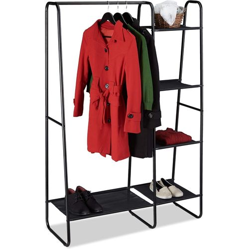 ytseazn-Portant,Porte-Manteaux,Tringle À Vêtements,5 Surfaces De Rangement,Entrée,Hxlxp:150X100X40cm,Noir,Fer,Plastique,1