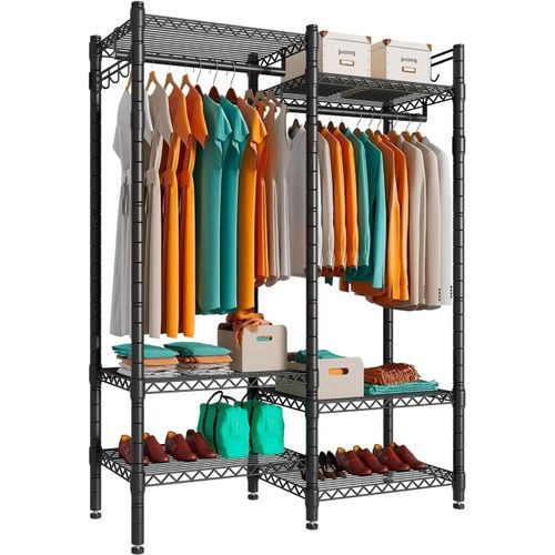 Ytseazn-Portant À Vêtements,Penderie Vêtements En Métal Avec Structure Solide,Portants Et Étagère De Rangement,Style Industriel,Pour Chambre