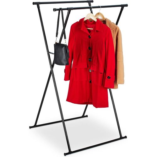 Ytseazn-Portant À Vêtements Extensible,Hxlxp:139x135x95cm,2 Tringles,Pour L¿Entrée,Valet Pliable,Métal,Noir