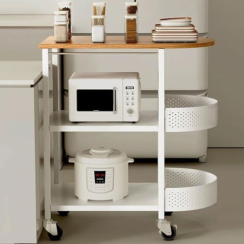 Ytseazn-Chariot De Cuisine À Roulettes Avec Roulettes Chariot De Service :Chariot De Cuisine Avec Panier Étagère De Rangement Étagère De Cuisine Étagère À Micro-Ondes Étagère De Cuisine Organisateur