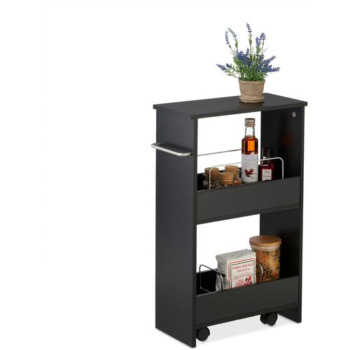 ytseazn-Chariot De Rangement,3 Niveaux,Étagère Étroite,Salle De Bain,Cuisine,66,5X42X20cm,Noir
