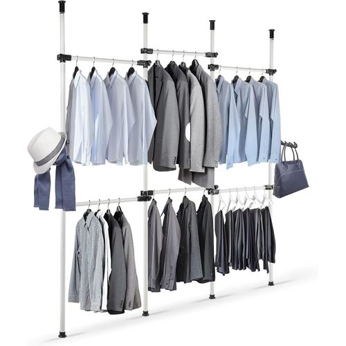 Ytseazn-Télescopique Garde-Robe,Système De Penderie Télescopique Avec 6 Barres Portant De Vêtement,Hauteur Et Largeur Ajustable Largeur(230-330cm)Xhauteur(246-300cm)