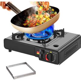 Réchaud De Camping Portable, Réchaud De Camping D'extérieur Avec Brûleur Puissant, Appareil De Cuisson D'extérieur Robuste Avec Réglage De Flamme À Plusieurs Niveaux, Allumage Automatique Pour Pique-Nique Et Randonnée
