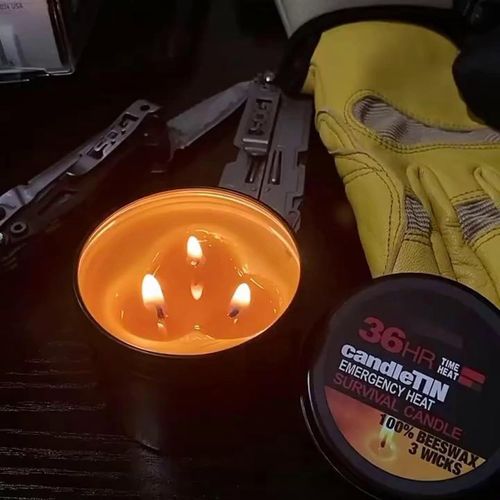 Bougies De Survie Parfumées En Verre Avec Couvercle, 36 Heures De Combustion, Lampe À 3 Mèches Pour La Maison, L'extérieur, La Survie, La Pêche Et La Prévention.