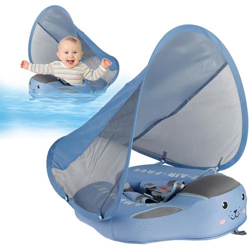 Bouée de natation pour bébé avec pare-soleil amovible ¿ Aide à la natation avec protection UV UPF 50, jouet aquatique amusant pour les enfants de 3 à 24 mois
