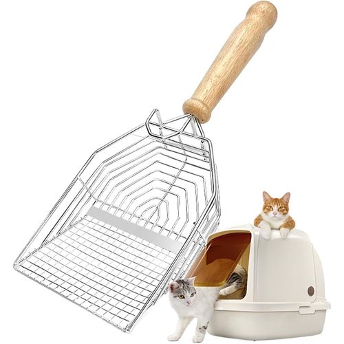 Ramasse-Crottes Pour Chatons - Ramasse-Litière - Pelle En Métal À Long Manche Pour Chat, Pelle À Litière, Pelle Ergonomique En Acier Inoxydable Pour Chat Pour Un Nettoyage Efficace