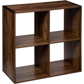 Ytseazn-Five Meuble Étagère En Bois 4 Cases Coloris Marron Mix Industriel H 67.5cm