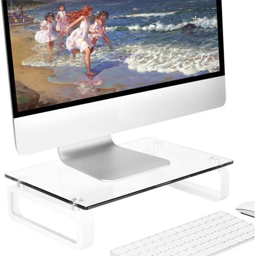 Plus Support D'Écran D'Ordinateur Transparent R r Multi Media Desktop Stand Pour Écran Plat Lcd Led Tv, Laptop/Notebook/Xbox One, Avec Verre Trempé Et Jambes En Métal Hd02T-001P[POR5244453]