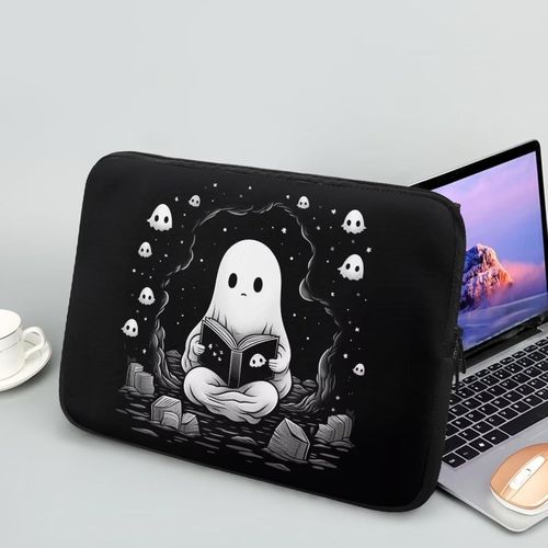 Housse De Protection Étanche Pour Ordinateur Portable De 12 Pouces, Motif Fantôme, Pour Homme Et Femme, Sac De Transport Noir[POR5247496]