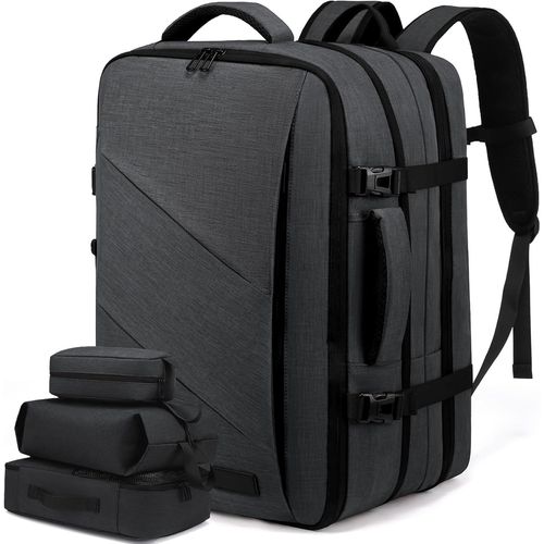 Sac À Dos Voyage Ca e Avion 50L Grand Sac À Dos Bagage À Main Antivol Ordinateur Portable 18 Pouces Imperméable Sac Ados Homme Femme Gris[POR5244343]