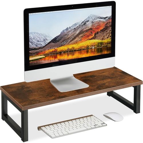 Organ Ur Pour Écran De Pc, Rehausseur Pour Le Bureau, Hxlxp: 15x55x23 Cm, Design Industriel, Marron - Noir[Por5246581]