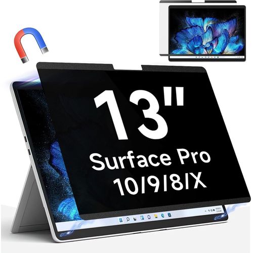 Filtre De Confidentialité Magnétique Pour Microsoft Surface Pro 10/9/8/X, 13 Pouces Protection D'Écran Pour Surface Pro, Amovible Filtre Anti Lumiere Bleue Anti Espion[POR5240200]