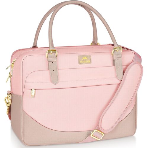 Sacoche Ordinateur Femme, Grand Sac Pc Portable 15.6 Pouces Housse Ordinateur, Sac Bandoulière Compatible Avec Tablette, Porte Document Femmes Pour Travail Affaires College, Rose[POR5240189]