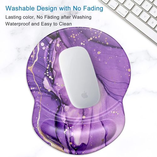 Tapis Souris avec Design Marbre Violet ¿ Repose-Poignet Ergonomique en Gel ¿ Confort Amélioré