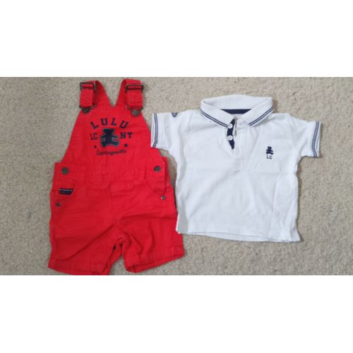 Ensemble Bébé Garçon Salopette &#34lulu Castagnette&#34 &#43 Haut Taille 3 Mois Idée Cadeau