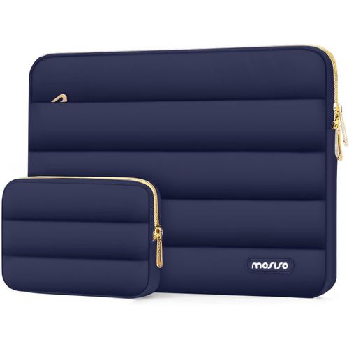 Housse Ordinateur Portable Bouffi Compatible Avec 17-17,3 Pouces Dell Xps/ Pavilion/Ideapad/Acer/Alienware/ Omen,Pochette Horizontal En Polyester Avec Petit Sac,Bleu Marin[POR5241314]
