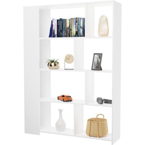 Ytseazn-Étagère De Salon Extra Large 129cm,Bibliothèque,Modèle Dagna,Couleur Blanche,129cm(Largeur)X176cm(Hauteur)X33cm(Profondeur)