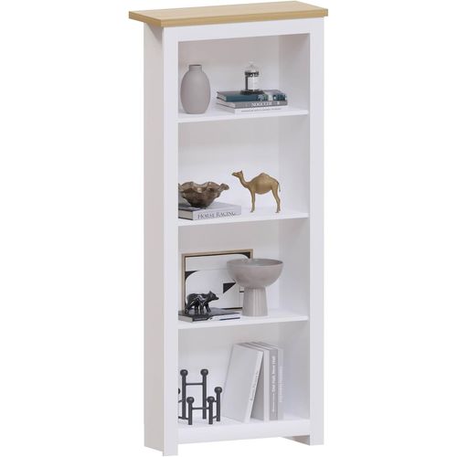 Ytseazn-Arlington Bibliothèque Moderne Avec Étagères De Rangement En Mdf Blanc(4 Niveaux)