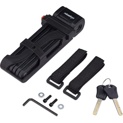 ytseazn-Antivol À Maillons Pour Vélo,En Acier,Sûr Et Robuste,Avec Support Inclus,2 Clefs,85cm,Pliant,Noir
