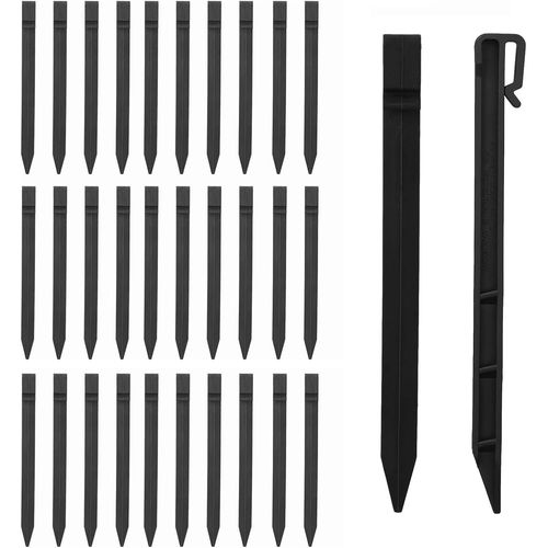Ytseazn-Lot De 30 Piquets D'ancrage En Plastique Robuste Pour Bordure De Paysage,24,6cm,Piquets D'ancrage Pour Bordure De Paysage,Terrasse,Tentes De Jardin(Noir,30)