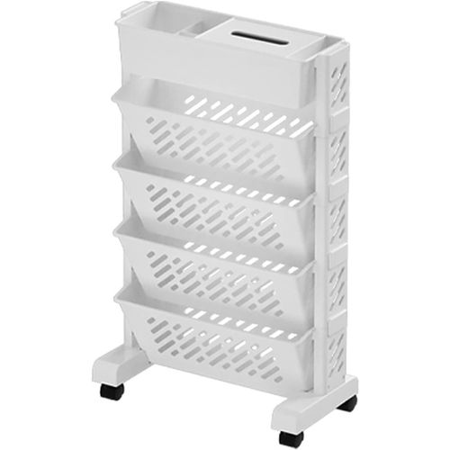 Ytseazn-Bibliothèque Mobile,Étagère D'organisation Roulante En Plastique,Bibliothèque Mobile Pour Bibliothèque De Dortoir(5 Couches)