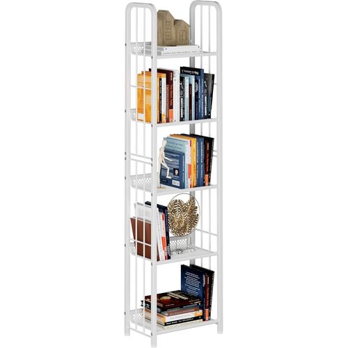 Ytseazn-Étagère À Échelle À 5 Niveaux Étagère Autoportante Cadre En Métal Solide Étagère De Rangement Pour Salon,Chambre À Coucher,Bureau,Bureau Style Industriel Blanc