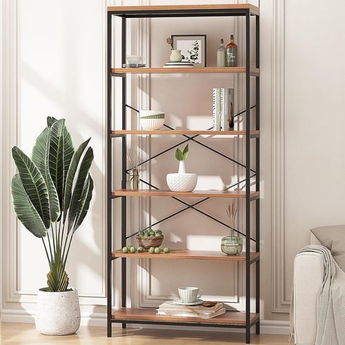 Ytseazn-Papafix Pafix Bibliothèque Ouverte Large Style Industriel Vintage Et Cadre En Métal 5 Shelf Bookcase