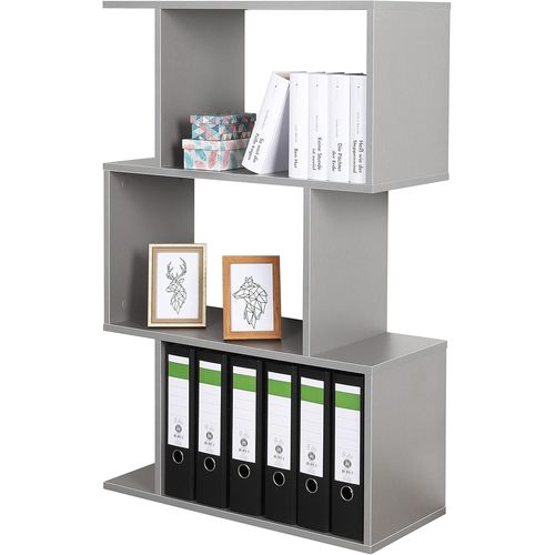 Ytseazn-Étagère Rangement 106x70x30cm Wm075-Pl Classeur Bureau Gris 3 Cases