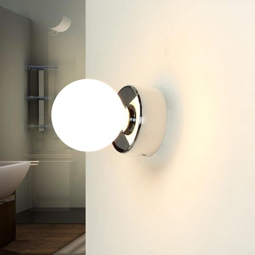 ytseazn-Applique Murale D'Intérieur Verre Métal Chromé Ip44 Salle De Bain H :10cm G9 Max 40 Watts Boule Miroir Anti-Éblouissement Applique Moderne Salle De Bain Brazos