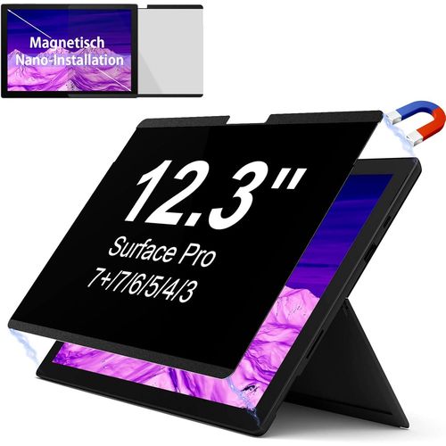 ytseazn-Filtre De Confidentialité Magnétique Pour Microsoft Surface Pro 7 Plus/7/6/5/4/3-12,3 Pouces,Movible,Anti-Espion,Anti-Espion,Protection De Confidentialité