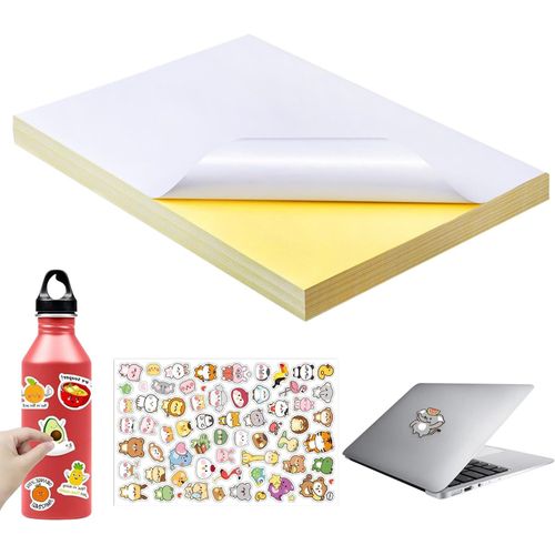 CLICKSELL-Papier Autocollant Imprimante, Papier Autocollant Jet D'Encre, Feuilles De Papier Autocollant, 80 Pièces Imprimable Étiquette En Papier, Compatible Avec Les Imprimantes Laser, Jet D'Encre,