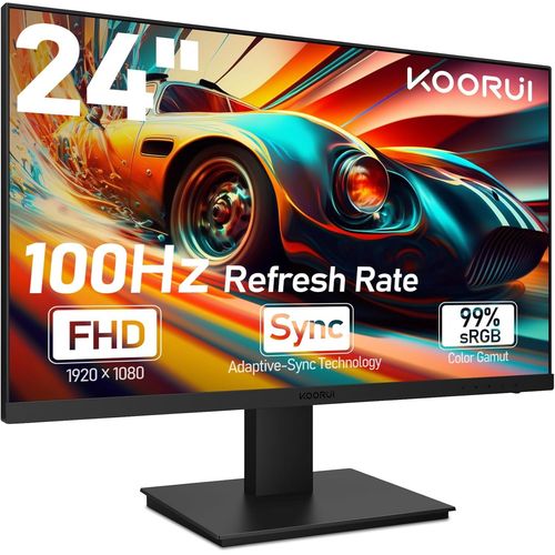 CLICKSELL-Gaming Ecran Pc 24 Pouces, Haut-Parleurs Intégrés, Fhd 1920 * 1080P, 100Hz, Compatible Vesa 75 X 75 Mm, Eye Care, Adaptive Sync, Frameless