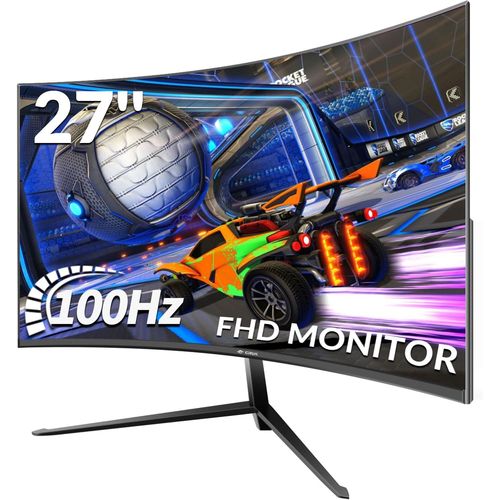 CLICKSELL-Gaming Monitor 27 Pouces 100Hz, Moniteur De Pc Incurvée Full Hd 1080P 1500R Moniteur D¿Ordinateur Sans Cadre Avec Freesync Et La Technologie De Soins Oculaires, Prend En Charge Vesa