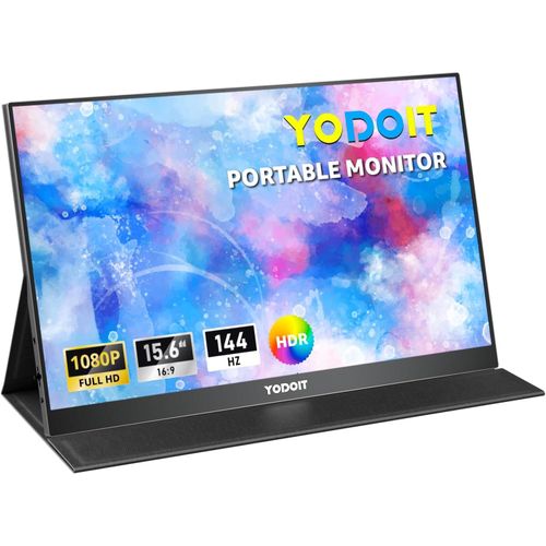 CLICKSELL-Écran Portable 15,6"" 144 Hz 1920 × 1080 Fhd Moniteur Ips 100% Srgb Display Hdmi Usb Type C Avec Haut-Parleurs Intégrés Pour Pc/Ordinateur Portable/Macbook/Xbox/Ps4 5/Tv