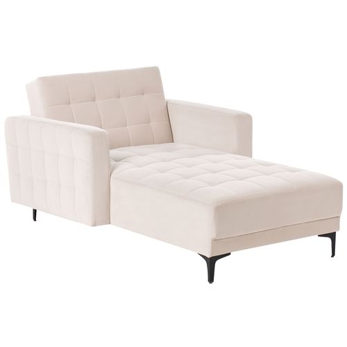 Chaise Longue En Velours Beige Clair Aberdeen