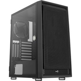 CLICKSELL-Graphitev1, Boîtier Pc Atx, Verre Trempé, Panneau Frontal En Maille, Noir