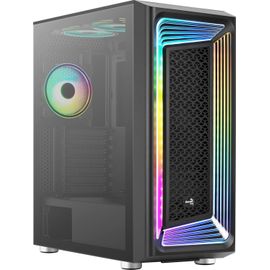 CLICKSELL-Interstellar, Boîtier Semi-Tour Atx Rgb, 3 Ventilateurs Pwm 120Mm Argb + 2 Ventilateurs 120Mm, Fenêtre En Verre Trempé, Noir