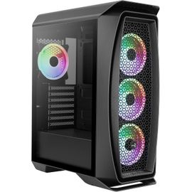 CLICKSELL-Aerooneduobkv1, Boîtier Gaming Atx, 4X Ventilateurs Argb, Verre Trempé, Noir