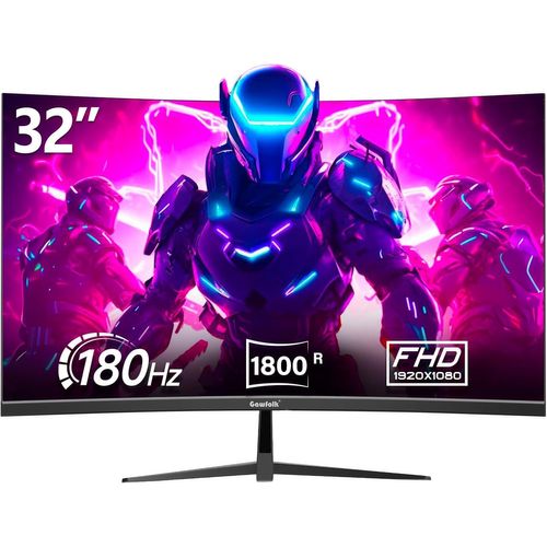CLICKSELL-32 Pouces Gaming Monitor Curved 180Hz, 144Hz Pc Écran Full Hd 1080P, Sans Cadre 1800R Écran D'Ordinateur Incurvé Avec Freesync Et La Technologie Eye Care, Supporte Vesa